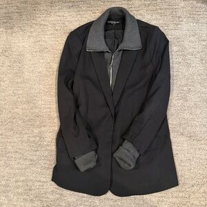 Central Park West Black Blazer with Charcoal Collar